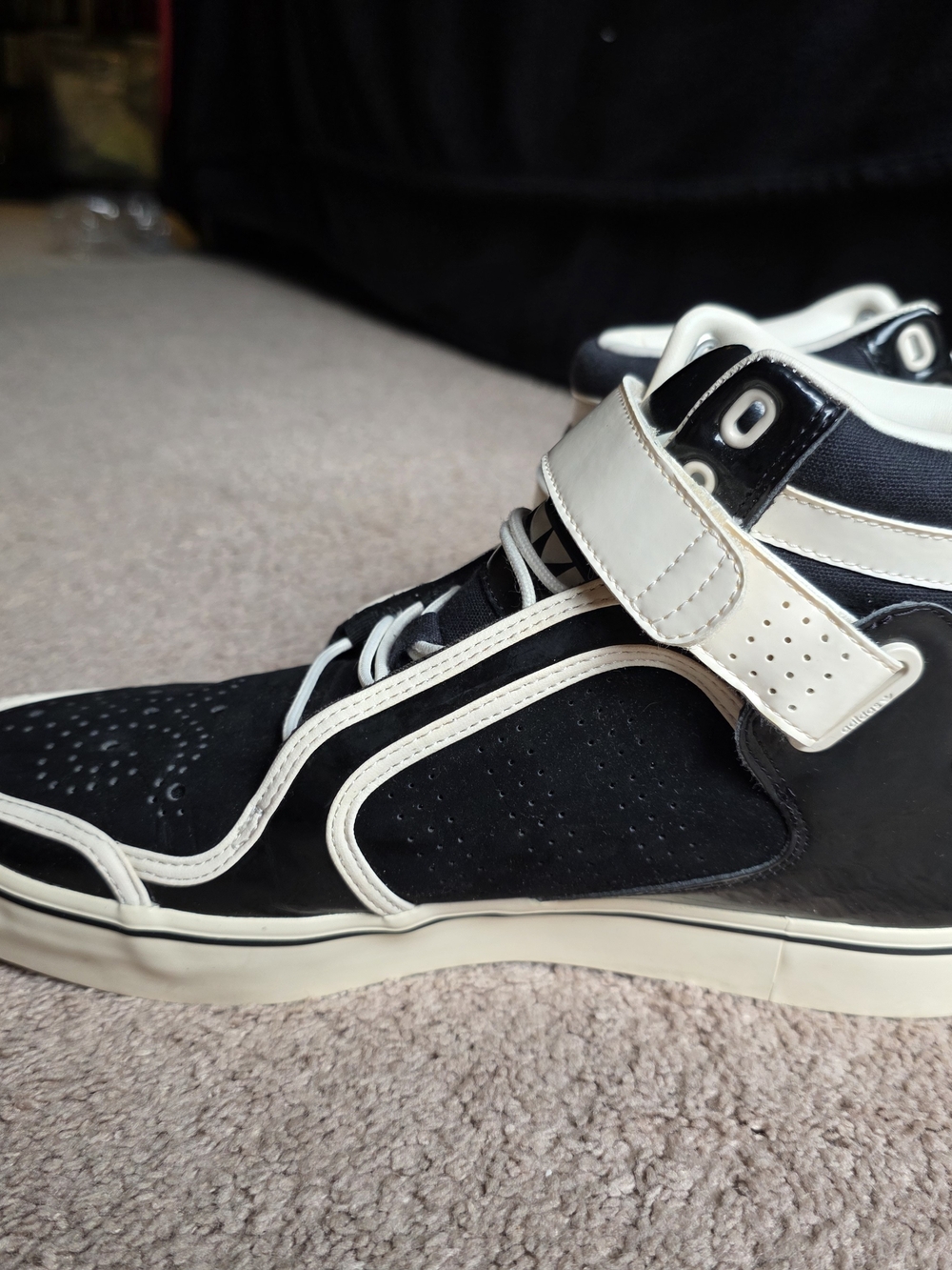 Adidas Originals Black White Patent Leather Strap High Top Sneakers Men’s 10 - Picture 10 of 14